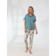 Пижама , футболка, брюки, размер 40-42 (S), зеленый Vitacci