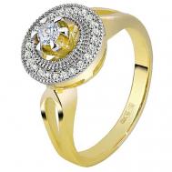 Кольцо помолвочное , комбинированное золото, 585 проба, родирование, бриллиант, размер 19 Юверос
