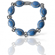 Браслет , кристаллы Swarovski, эмаль, 1 шт., размер 19 см., размер one size, диаметр 9.5 см., серебряный, голубой Северная Венеция