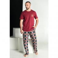 Пижама , футболка, брюки, размер 58, красный Оптима Трикотаж