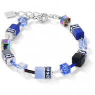 Браслет , гематит, кристаллы Swarovski, стекло, горный хрусталь, хрусталь, Swarovski Zirconia, размер 21.5 см., синий, серебряный Coeur de Lion