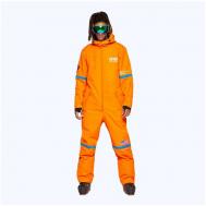 Комбинезон  для сноубординга, герметичные швы, ветрозащитный, воздухопроницаемый, водонепроницаемый, вентиляция, мембранный, утепленный, размер XL-Short, оранжевый ONESKEE