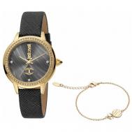 Наручные часы  кварцевые JC1L146L0035, стальной корпус, кожаный ремешок, браслет на руку, серый Just Cavalli