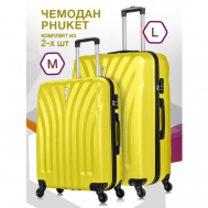 Комплект чемоданов  Phuket, 2 шт., 133 л, размер M/L, желтый L'Case