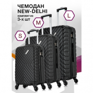 Комплект чемоданов  New Delhi, 3 шт., 93 л, размер S/M/L, черный L'Case