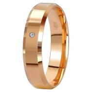 Кольцо обручальное , красное золото, 585 проба, бриллиант, размер 16.5 Юверос