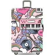Чехол для чемодана  nicetrip_music_S, размер S, синий, розовый Ledcube