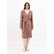 Пальто   демисезонное, шерсть, силуэт полуприлегающий, размер 44/170, бежевый, розовый Trifo