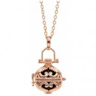 Кулон, медальон  в позолоте с черным шаром и цепочкой 60 см с покрытием из розового золота PICK YOUR ANGEL