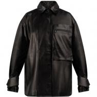 Кожаная куртка , средней длины, манжеты, размер l, черный Lucio Domingo