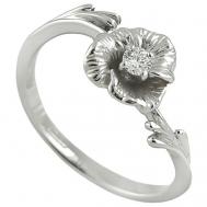 Перстень  К-12016-16,5 белое золото, 585 проба, родирование, бриллиант, размер 16.5, белый Альдзена