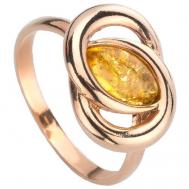 Кольцо Amberprofi, золочение, янтарь, золотой, оранжевый Амберпрофи