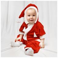 Карнавальный комбинезон для самых маленьких "Дед Мороз", велюр, рост 68-92 см, цвет красный, оттенки микс Страна Карнавалия