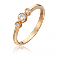 Кольцо PLATINA, красное золото, 585 проба, бриллиант, размер 18 PLATINA Jewelry
