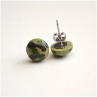 Серьги пусеты , размер/диаметр 8 мм., зеленый Ручная работа