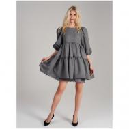 Платье ампир креп, в стиле бохо, полуприлегающее, до колена, подкладка, размер L, серый NATALINE