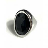 Кольцо , бижутерный сплав, кристалл, размер 18, черный, серебряный Florento