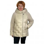 куртка   зимняя, средней длины, силуэт прямой, карманы, капюшон, стеганая, утепленная, ветрозащитная, размер 50, бежевый Dosuespirit