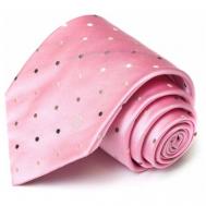 Галстук , натуральный шелк, широкий, в горошек, в полоску, для мужчин, розовый Celine