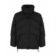 куртка  , демисезон/зима, средней длины, силуэт прямой, карманы, капюшон, размер 44, черный Duno