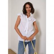 Блуза  , повседневный стиль, полуприлегающий силуэт, короткий рукав, размер 48, белый AWESOME APPAREL