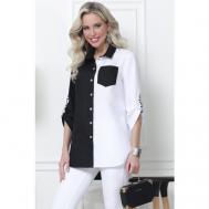 Блуза  , размер 48, черный, белый DSTrend