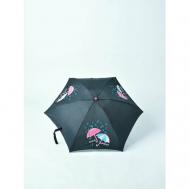 Мини-зонт , механика, 5 сложений, купол 88 см., 6 спиц, чехол в комплекте, для женщин, черный, розовый Grant Barnett
