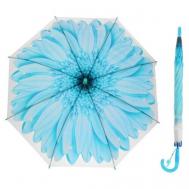 Зонт-трость полуавтомат, купол 82 см., для девочек, голубой