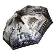 Зонт , автомат, 3 сложения, купол 112 см., 8 спиц, система «антиветер», чехол в комплекте, серый Петербургские зонтики