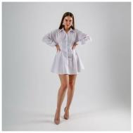 Платье-рубашка хлопок, повседневное, полуприлегающее, мини, размер 44, белый ProMarket