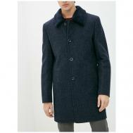 Пальто  зимнее, шерсть, силуэт полуприлегающий, размер 60/182, синий BERKYTT