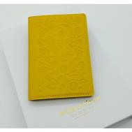 Обложка для паспорта , натуральная кожа, подарочная упаковка, желтый William Morris