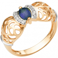 Кольцо АЙМИЛА, красное золото, 585 проба, сапфир, бриллиант, размер 17, синий, бесцветный Аймила