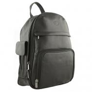 Рюкзак , натуральная кожа, отделение для ноутбука, вмещает А4, внутренний карман, регулируемый ремень, черный Tony Perotti
