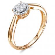 Кольцо , красное золото, 585 проба, родирование, бриллиант, размер 16.5, бесцветный Vesna jewelry
