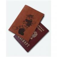 Обложка для паспорта , натуральная кожа, подарочная упаковка, коричневый KAZA