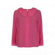 Блуза  , классический стиль, прямой силуэт, длинный рукав, манжеты, однотонная, размер 98, розовый Mila Bezgerts