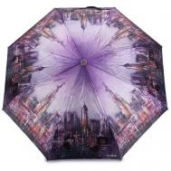 Зонт , автомат, 3 сложения, купол 91 см., 8 спиц, чехол в комплекте, для женщин, фиолетовый PLANET