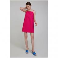 Платье , хлопок, повседневное, прилегающее, мини, открытая спина, размер 44, фиолетовый INCITY