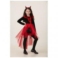 Карнавальный костюм  Дьяволица размер 140-72 на праздник, на утренники, на хэллоуин, на новый год, костюм дьяволицы, костюм дьяволицы для девочки Batik