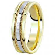 Кольцо обручальное , комбинированное золото, 585 проба, размер 17.5 Юверос