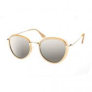 Солнцезащитные очки , круглые, оправа: металл, поляризационные, с защитой от УФ, зеркальные, устойчивые к появлению царапин, для женщин, желтый StyleMark