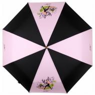 Мини-зонт , автомат, 3 сложения, купол 116 см., 8 спиц, система «антиветер», для женщин, розовый, черный Flioraj