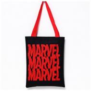 Сумка  шоппер , текстиль, красный, черный Marvel