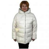 куртка  зимняя, средней длины, силуэт прямой, стеганая, ветрозащитная, утепленная, размер 52, белый Hannan