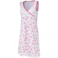 Сорочка  средней длины, без рукава, трикотажная, размер 52, белый, розовый Монотекс