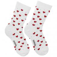 Женские носки  высокие, размер 35-40, белый, красный Yes!Socks