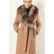 Пальто-халат  , силуэт прямой, удлиненное, размер 44-46, бежевый Margo