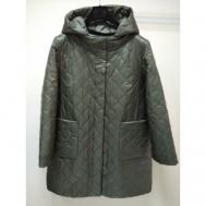 куртка  , демисезон/зима, силуэт прямой, воздухопроницаемая, съемный капюшон, ветрозащитная, карманы, подкладка, стеганая, водонепроницаемая, внутренний карман, размер 40, зеленый Baronia