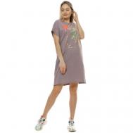 Платье-футболка , хлопок, повседневное, прямой силуэт, до колена, карманы, размер 56, розовый Buy-tex.ru